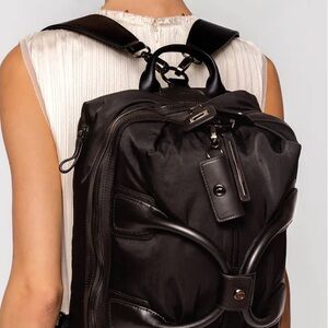 Caraa Studio Black Nylon Leather Backpack Medium